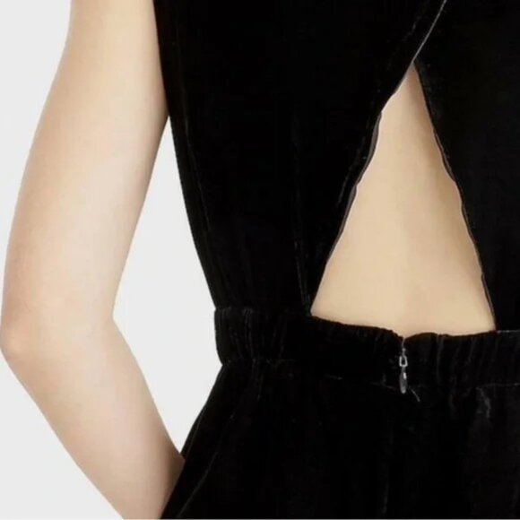 J. Crew Black Sleeveless Velvet Jumpsuit - Size 0 - Picture 3 of 10